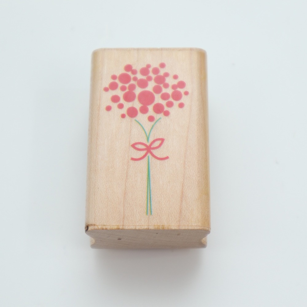 Inkadinkado 95886MM Flower Bouquet Pink Dotted Bloom Wood Rubber Stamp